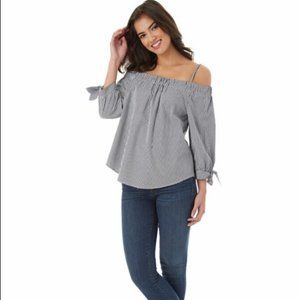 NWT New IZ Byer off the shoulder gingham print top blouse Size XL Large